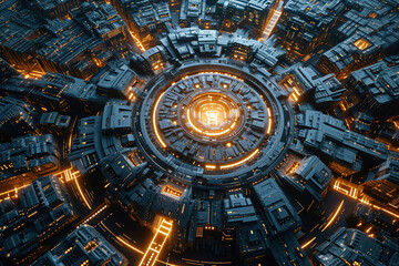 Fototapeta premium Futuristic computer microprocessor core with intricate design. A powerful processor chip on a mega computer.