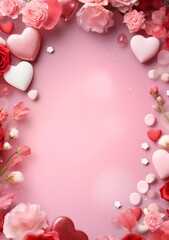 Fototapeta na wymiar valentine background with pink and red hearts