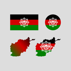 Afghanistan 1928 national flag and map under Amanullah set....