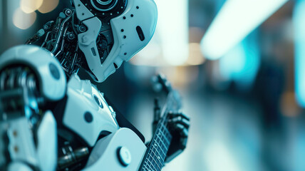 Android playing Guitar: AI, Robot, Humanoid