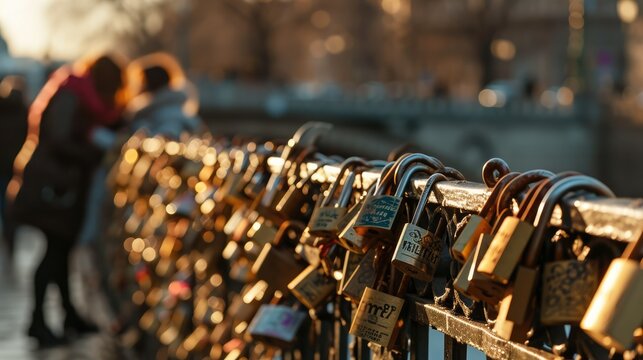 Love Locks Bridge, bridge with lock attached from couple