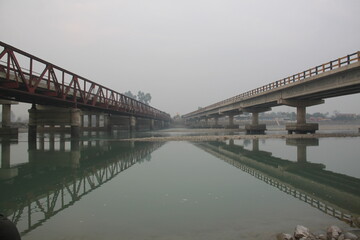 view of river between two bridges, river between two bridges