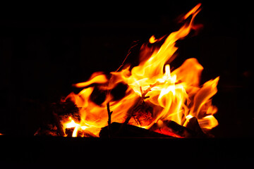 fire in fireplace