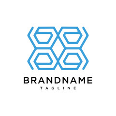 Brand name logo hexagon blue vector