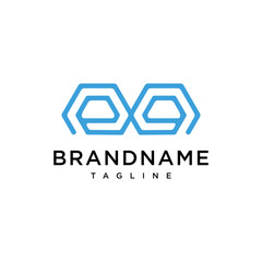 Fototapeta premium Brand name logo hexagon blue vector
