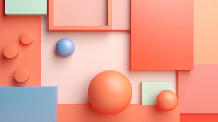 Geometric 3d smooth pastel shapes. Abstract background with light colour palette. Generative AI