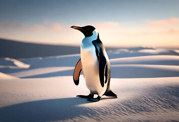 cute penguin on minimal background