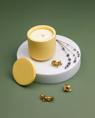 Handmade natural candle lemon flavor