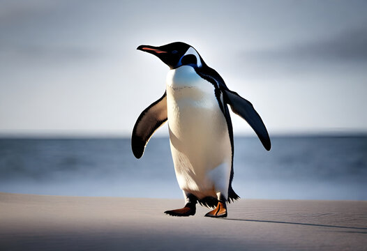 cute penguin on minimal background