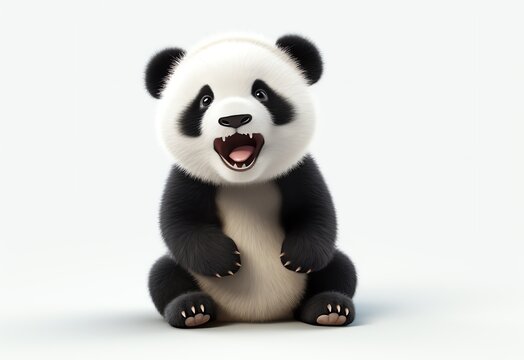 a cartoon panda bear sitting