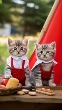 Beautiful two love cute kittens clothing picture AI generated art
