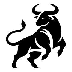 minimal bull fight vector Logo silhouette, black color silhouette