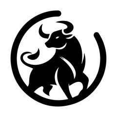 minimal bull fight vector Logo silhouette, black color silhouette