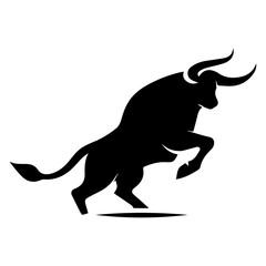 minimal bull fight vector Logo silhouette, black color silhouette