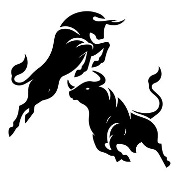 minimal bull fight vector Logo silhouette, black color silhouette