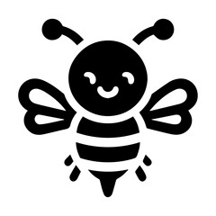 minimal carton honey bee, vector silhouette, black color silhouette, white background