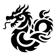 minimal Chinese Dragon Logo vector silhouette, black color silhouette, white background