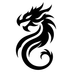 minimal Chinese Dragon Logo vector silhouette, black color silhouette, white background