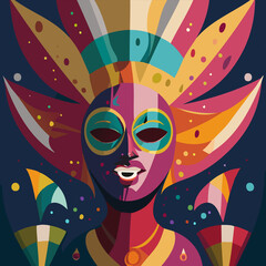 Carnival. Carnival mask. Design for poster. 2024. February 8. Colorful birthday or carnival background. Venetian carnival mask. Background. Created with Generative AI.