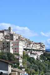 Fototapeta na wymiar Panoramic view of Monte San Biagio, a medieval village in the mountains of Lazio, Italy.