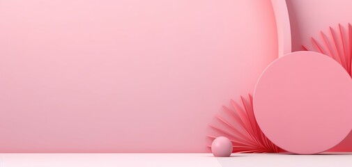 Empty Podium With Heart Love pastel background. Minimal romantic backdrop with stand for branding...