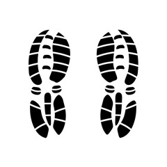 Silhouette of a pair of sneakers printed on a white background. Shoe footprint vector.