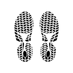 Vector silhouette of two printed sneakers on a white background. Great shoe vector for sports and travel posters.