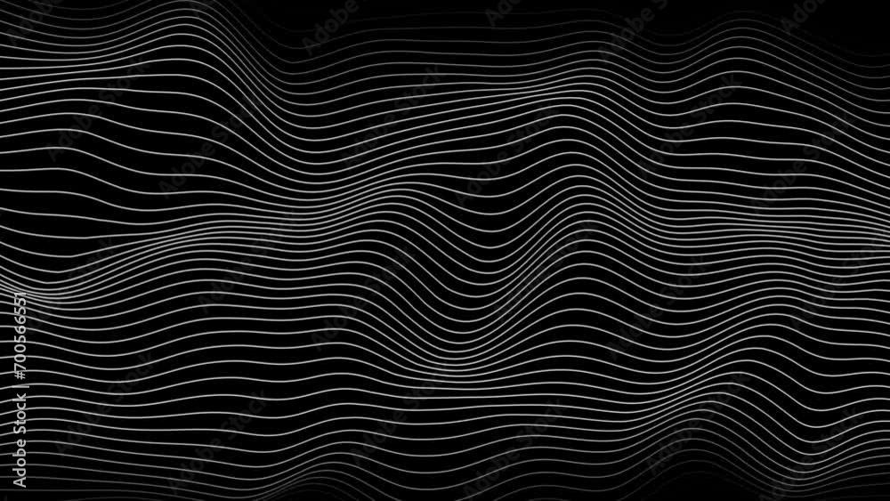 Wall mural Wavy abstract lines black background