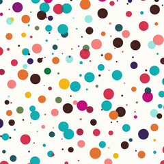 Colorful Polka Dot Confetti Celebration on White Background