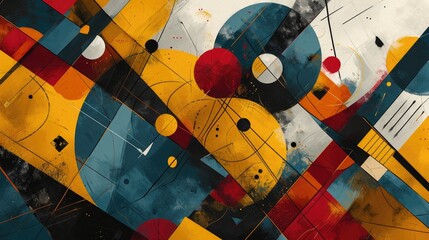 Vibrant abstract geometric art featuring a mix of shapes and colors for modern and creative backgrounds or wallpapers.