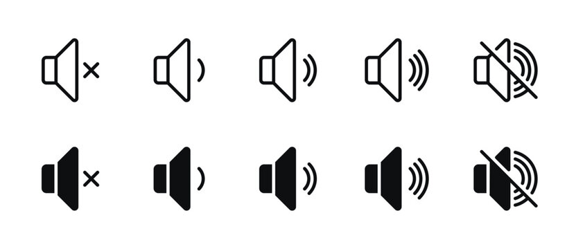 Speakers Icon Set - Audio, Sound System, Music Vector Graphics