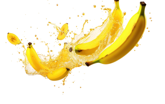 Bananas Bursting with Vibrancy and Energy on White or PNG Transparent Background