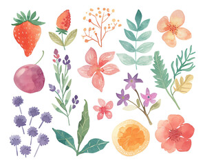 watercolor texture hand drawn flowers