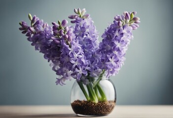 Spring hyacinths in a vase on a light background - obrazy, fototapety, plakaty