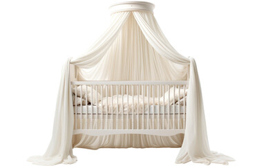 Stylish Baby Crib with Canopy and Plush Bedding on White or PNG Transparent Background