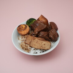 Braised pork rice,Khong bah png, lor bah png, 卤肉饭