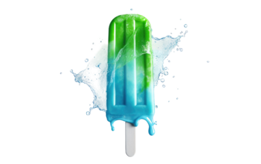 Popsicle Dripping in a Summer Burst on White or PNG Transparent Background