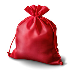 Unic Red Satin Drawstring Pouch on White