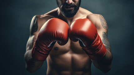 Ready to Fight: Close-up of a boxer's clenched fists, showcasing strength and determination.