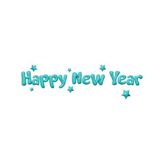 Happy New Year 3D .Vector illustration of a happy new year in sky blue and white color. Beautiful inscription. 2024 , 2025 Unique text with stars