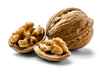 Unic Walnut Halves on White Background