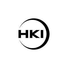 HKI letter logo design with white background in illustrator, cube logo, vector logo, modern alphabet font overlap style. calligraphy designs for logo, Poster, Invitation, etc.