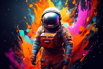 Ultra detailed nebula abstract wallpaper with men made with AI 