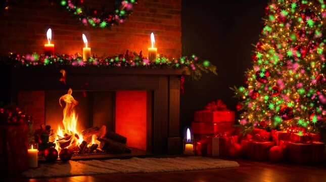 árbol De Navidad En La Chimenea