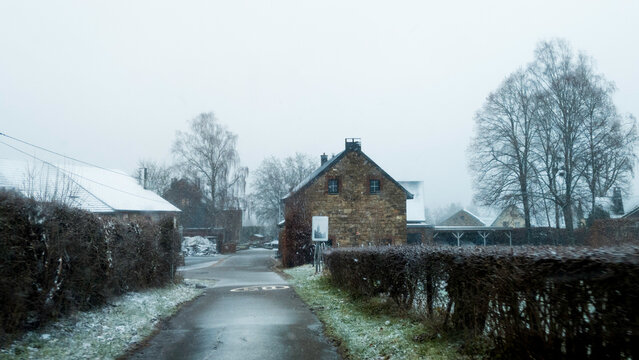 Quiet Winter Street in Rural Waimes
