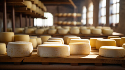 Production of new goods at the factory, modern technologies. storage, cheese, handmade, authentic
