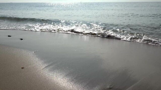 キラキラ光る砂浜と打ち寄せる波