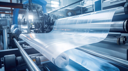 Production of new goods at the factory, modern technologies. Polyethylene Film Transparent