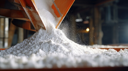 Production of new goods at the factory, modern technologies. sea salt mine