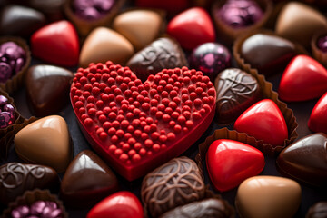 Obraz na płótnie Canvas heart shaped Valentine's chocolates and sweets